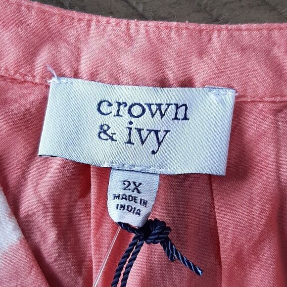 Crown & Ivy Pink and White 2X Flowy Tank NWT - Picture 7 of 10